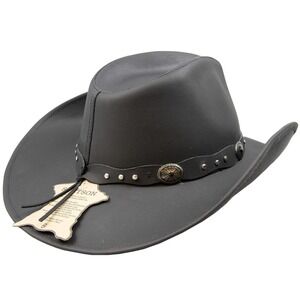 Stetson Roxbury Black Distressed Shapeable Leather Cowboy Western Hat - Size L